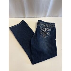 Arizona Blue Bootcut  Emblished Bling Pockets Size 16 1/2 Plus‎ Embroidery Y2K